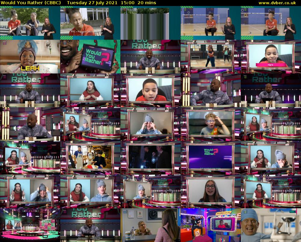 Would You Rather (CBBC) Tuesday 27 July 2021 15:00 - 15:20