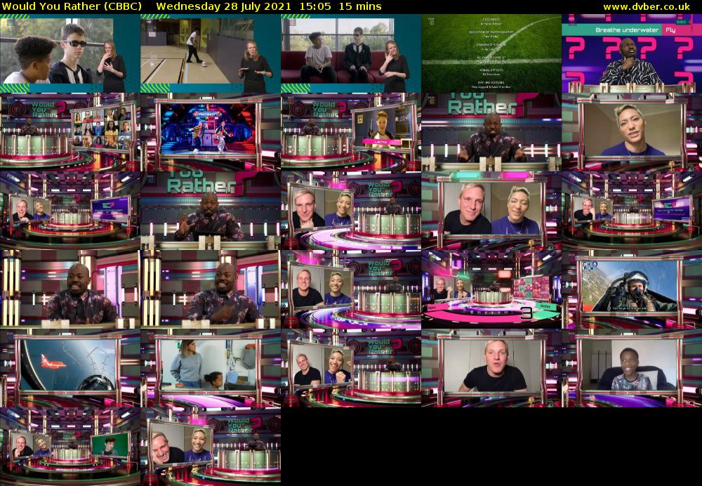 Would You Rather (CBBC) Wednesday 28 July 2021 15:05 - 15:20