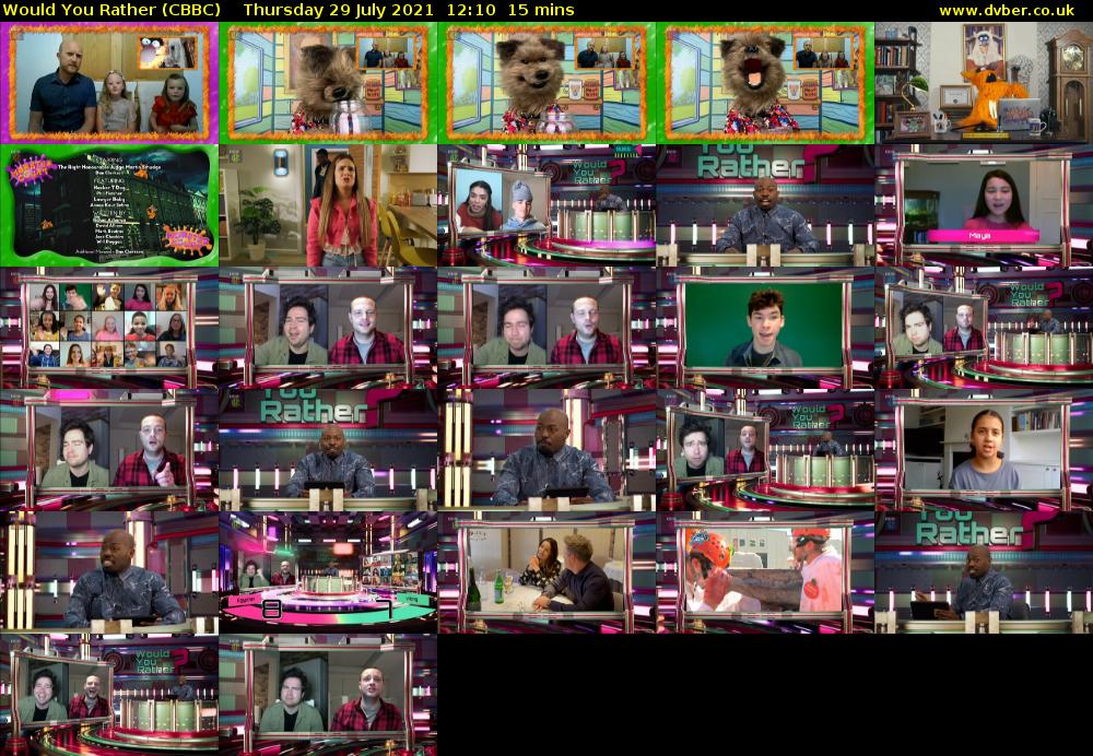 Would You Rather (CBBC) Thursday 29 July 2021 12:10 - 12:25