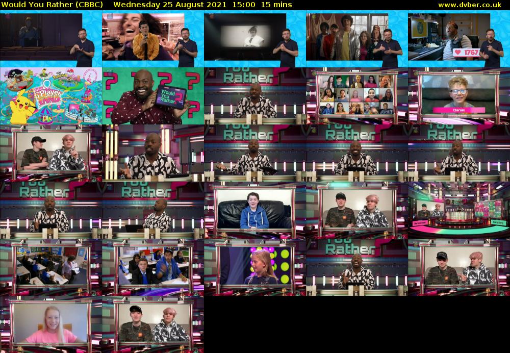 Would You Rather (CBBC) Wednesday 25 August 2021 15:00 - 15:15