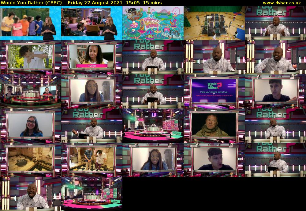 Would You Rather (CBBC) Friday 27 August 2021 15:05 - 15:20