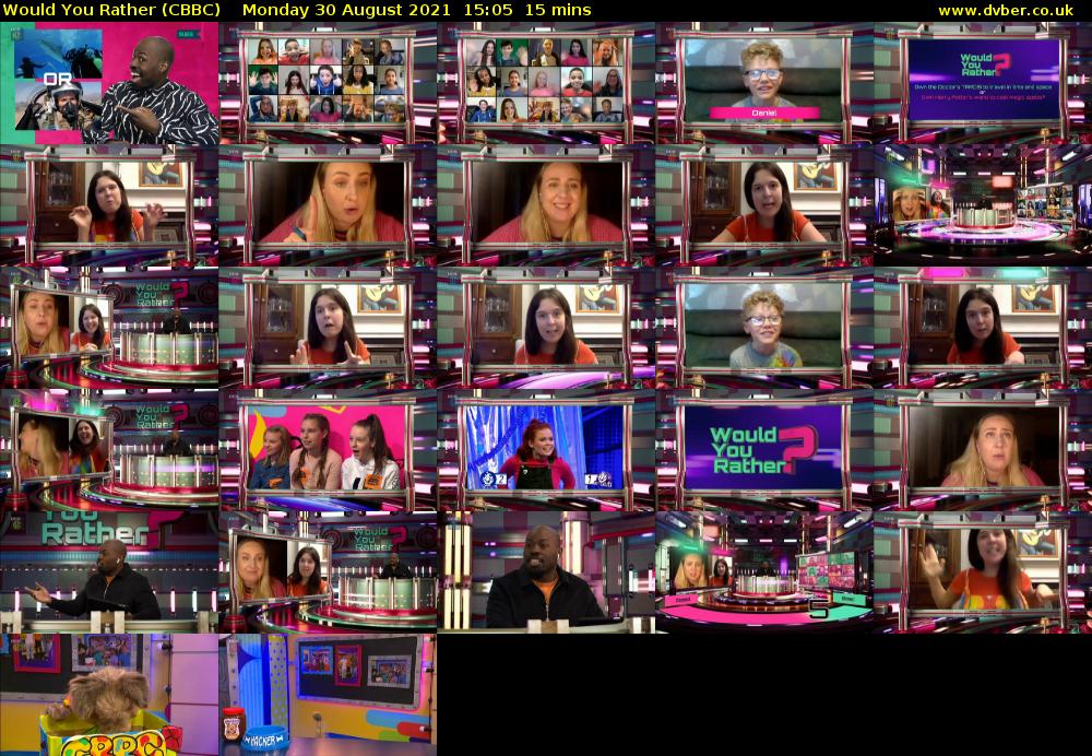 Would You Rather (CBBC) Monday 30 August 2021 15:05 - 15:20