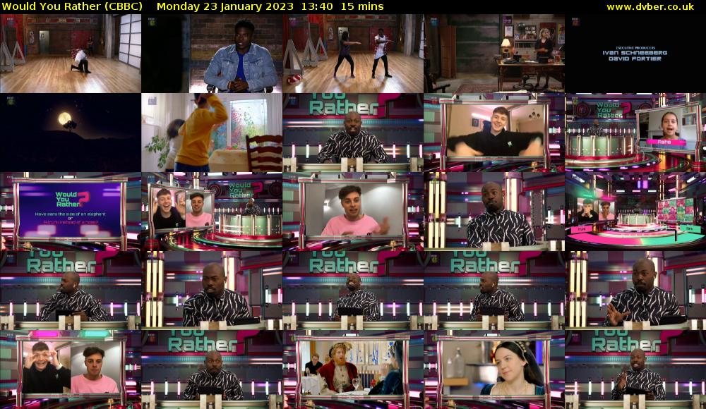 Would You Rather (CBBC) Monday 23 January 2023 13:40 - 13:55