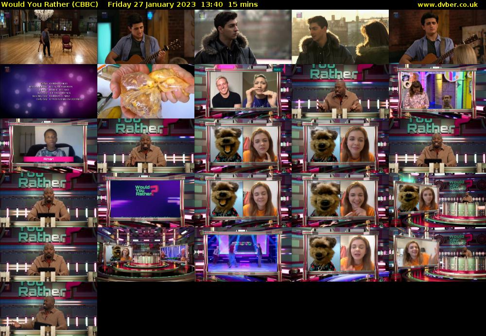 Would You Rather (CBBC) Friday 27 January 2023 13:40 - 13:55