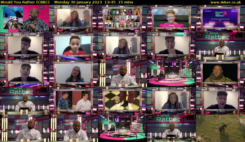 Would You Rather (CBBC) Monday 30 January 2023 13:45 - 14:00