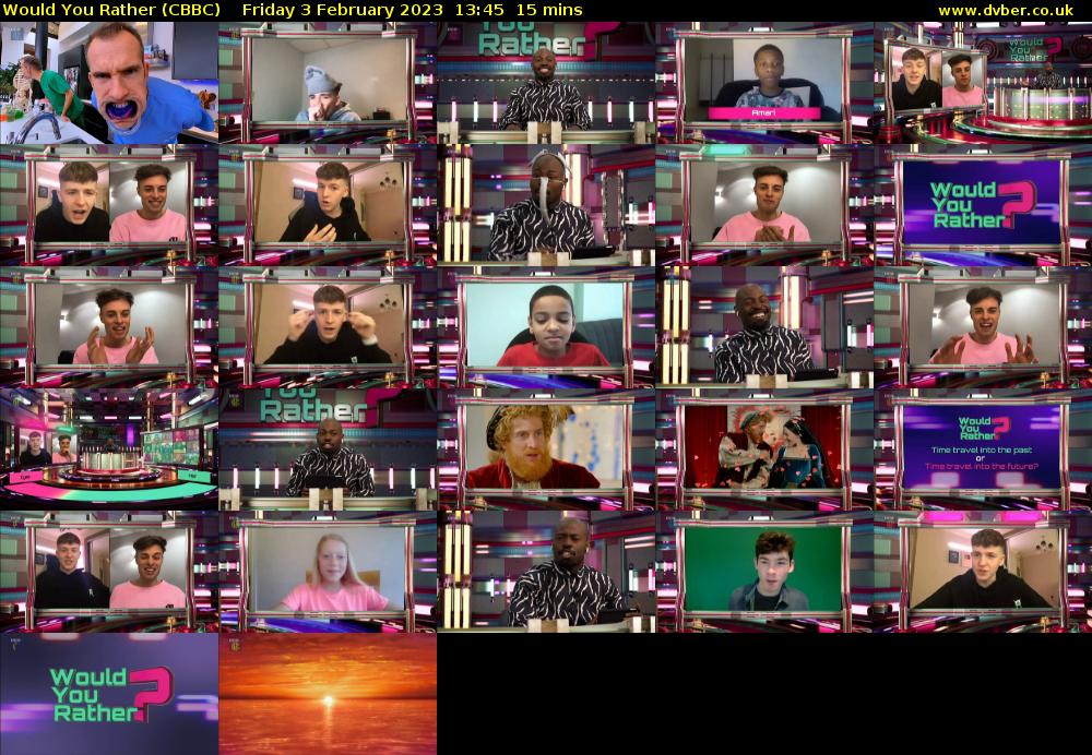 Would You Rather (CBBC) Friday 3 February 2023 13:45 - 14:00