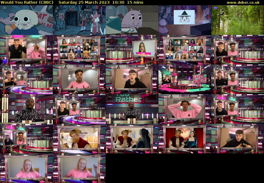Would You Rather (CBBC) Saturday 25 March 2023 10:30 - 10:45