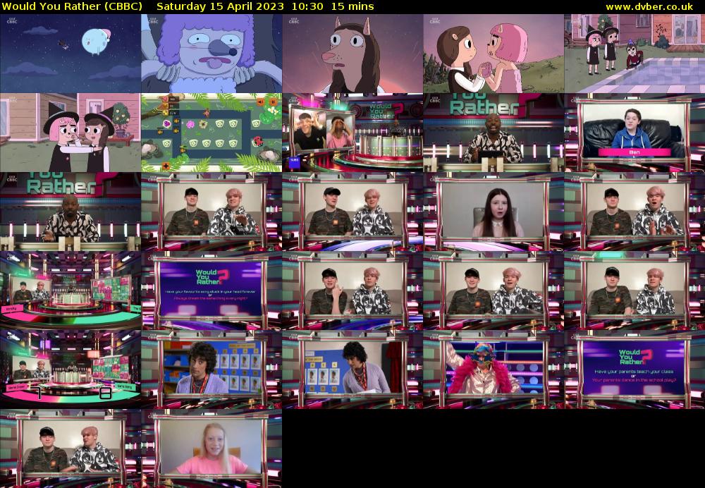 Would You Rather (CBBC) Saturday 15 April 2023 10:30 - 10:45