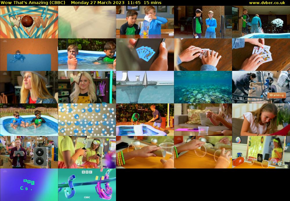 Wow That's Amazing (CBBC) Monday 27 March 2023 11:45 - 12:00
