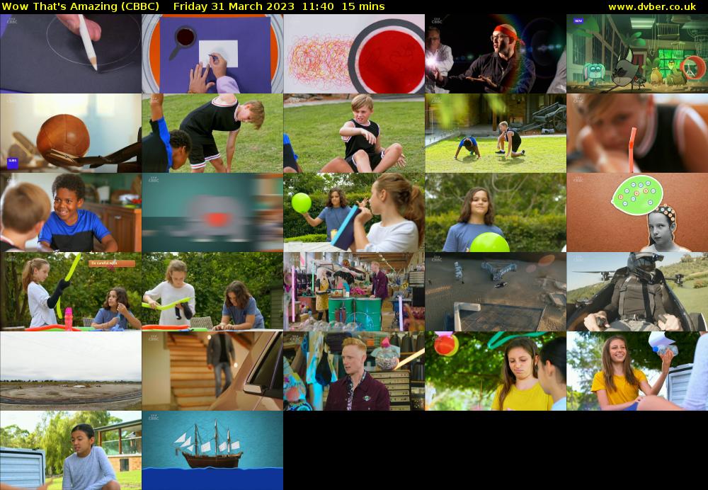 Wow That's Amazing (CBBC) Friday 31 March 2023 11:40 - 11:55