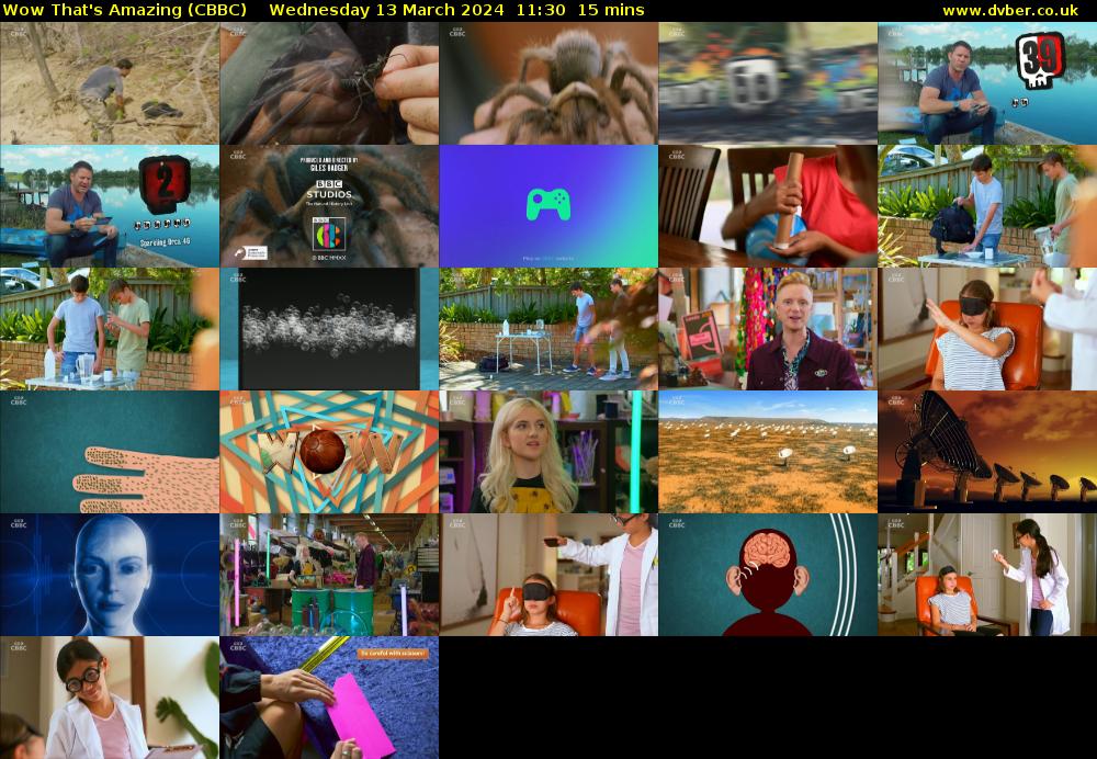 Wow That's Amazing (CBBC) Wednesday 13 March 2024 11:30 - 11:45
