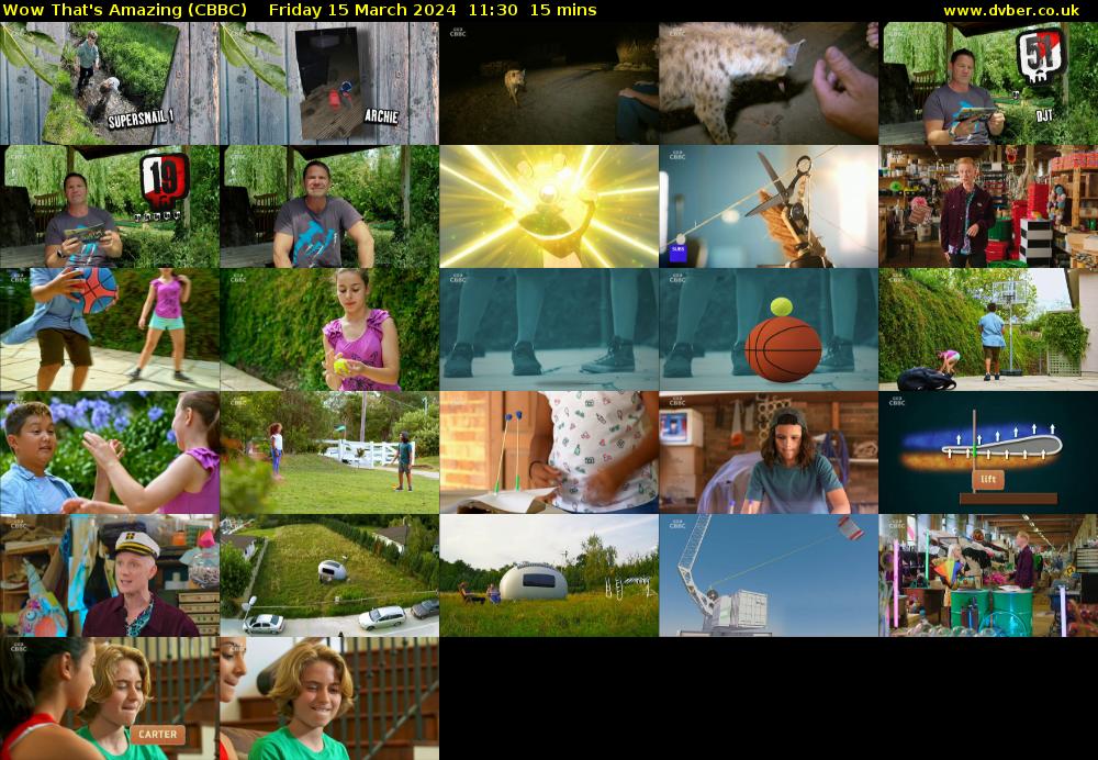 Wow That's Amazing (CBBC) Friday 15 March 2024 11:30 - 11:45