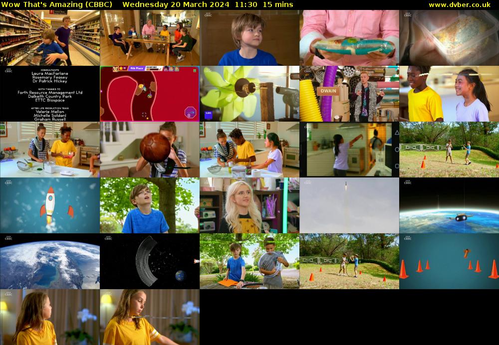 Wow That's Amazing (CBBC) Wednesday 20 March 2024 11:30 - 11:45