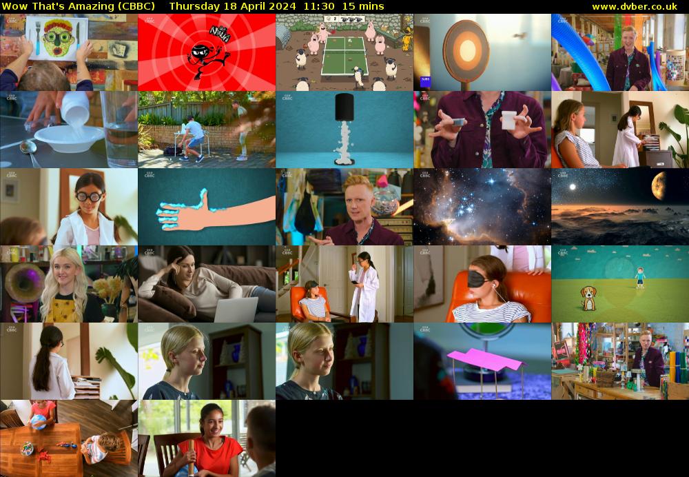 Wow That's Amazing (CBBC) Thursday 18 April 2024 11:30 - 11:45