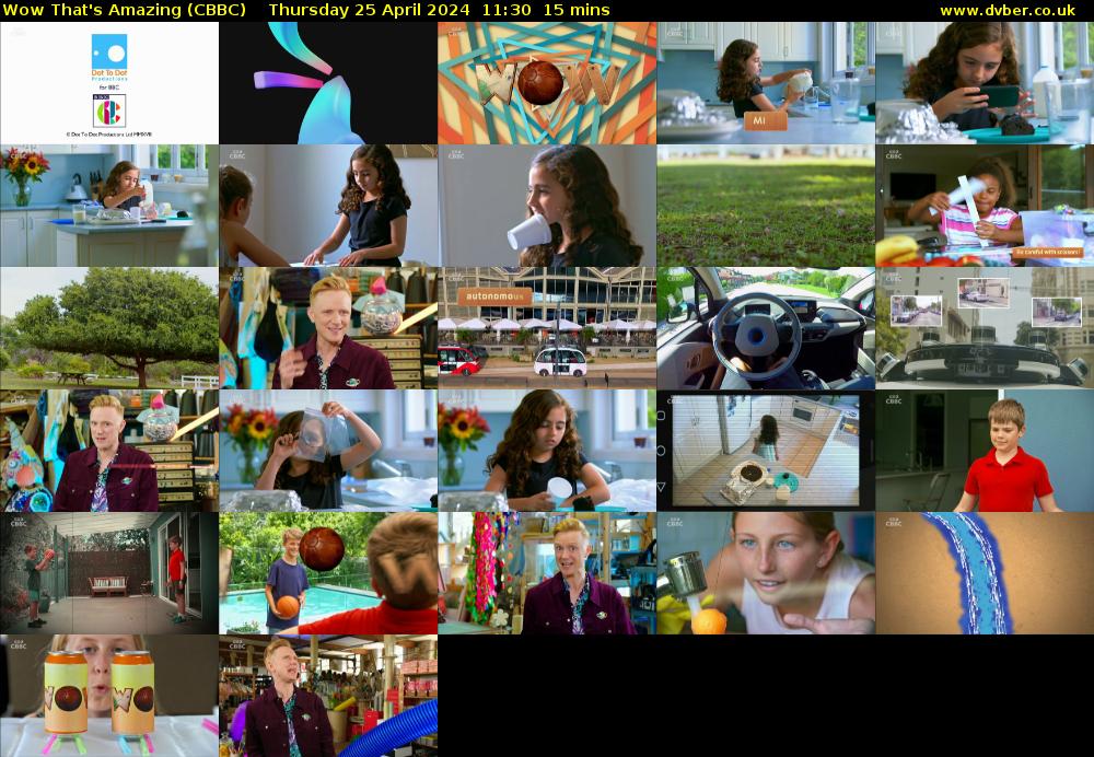 Wow That's Amazing (CBBC) Thursday 25 April 2024 11:30 - 11:45