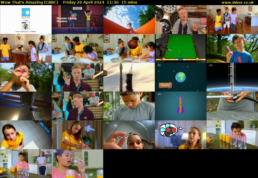 Wow That's Amazing (CBBC) Friday 26 April 2024 11:30 - 11:45