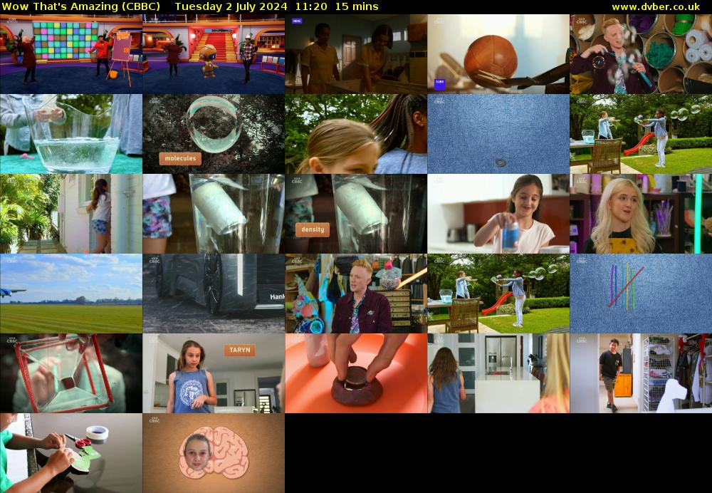 Wow That's Amazing (CBBC) Tuesday 2 July 2024 11:20 - 11:35