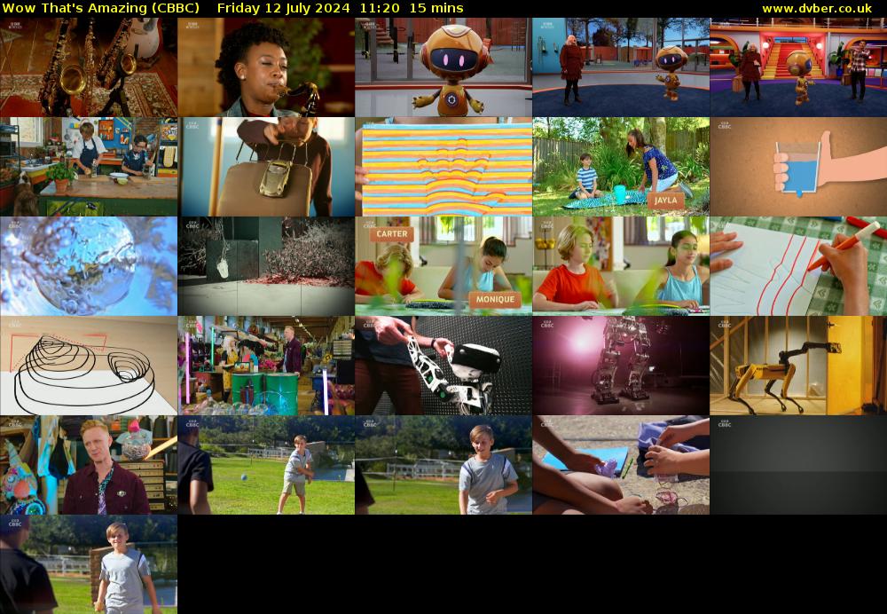 Wow That's Amazing (CBBC) Friday 12 July 2024 11:20 - 11:35