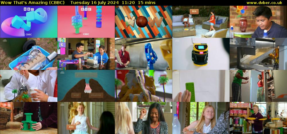 Wow That's Amazing (CBBC) Tuesday 16 July 2024 11:20 - 11:35