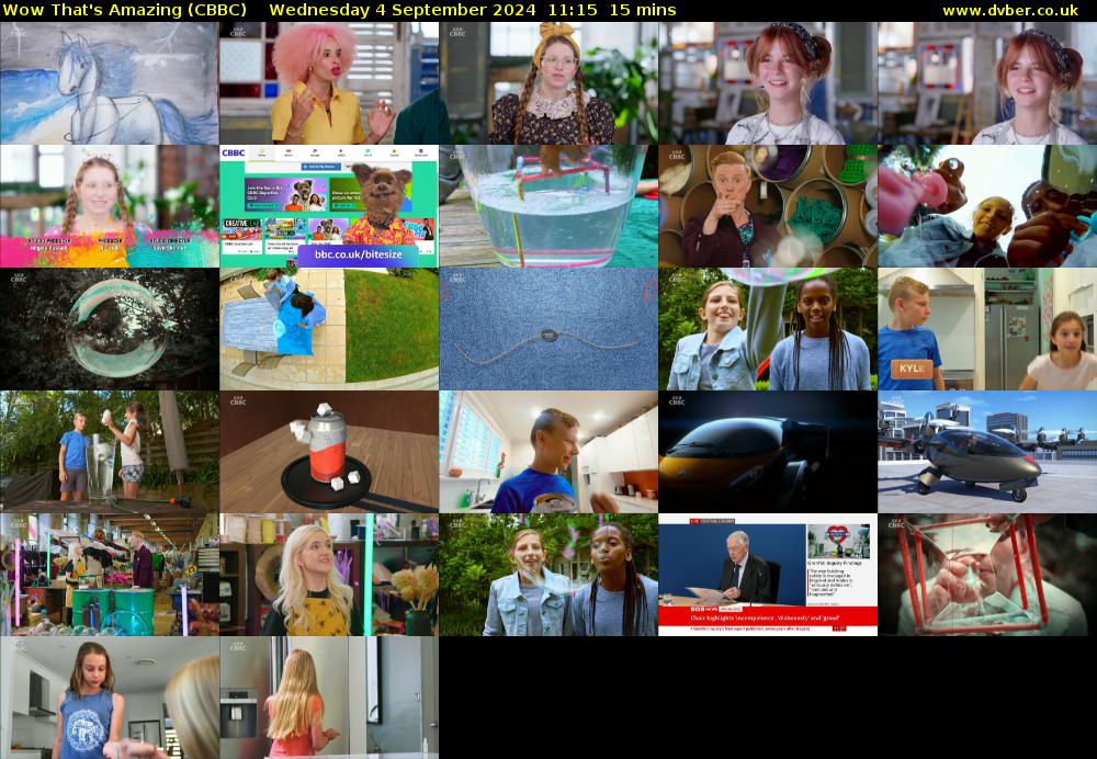 Wow That's Amazing (CBBC) Wednesday 4 September 2024 11:15 - 11:30