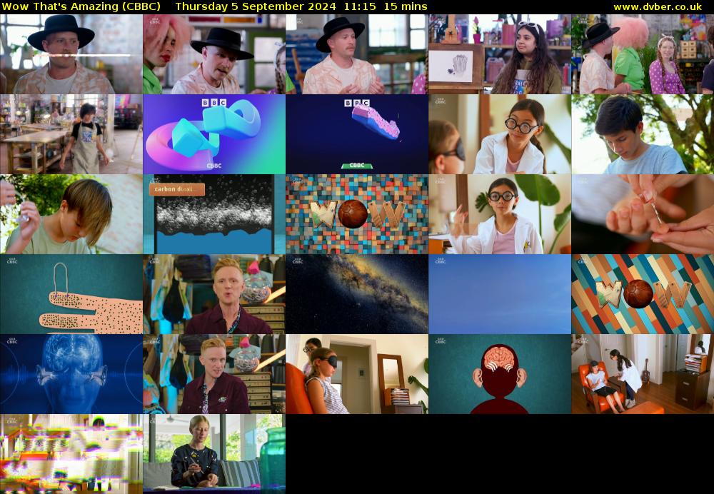 Wow That's Amazing (CBBC) Thursday 5 September 2024 11:15 - 11:30
