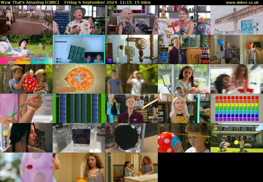 Wow That's Amazing (CBBC) Friday 6 September 2024 11:15 - 11:30
