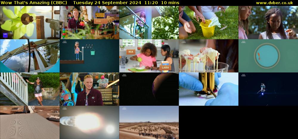 Wow That's Amazing (CBBC) Tuesday 24 September 2024 11:20 - 11:30