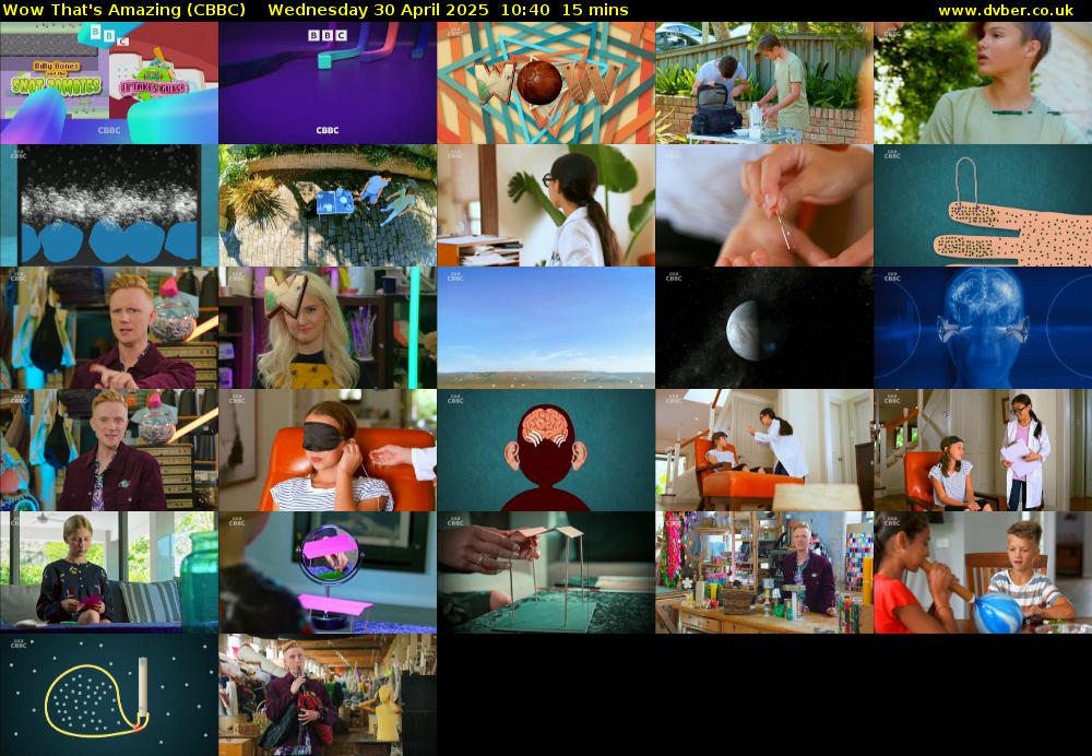 Wow That's Amazing (CBBC) Wednesday 30 April 2025 10:40 - 10:55