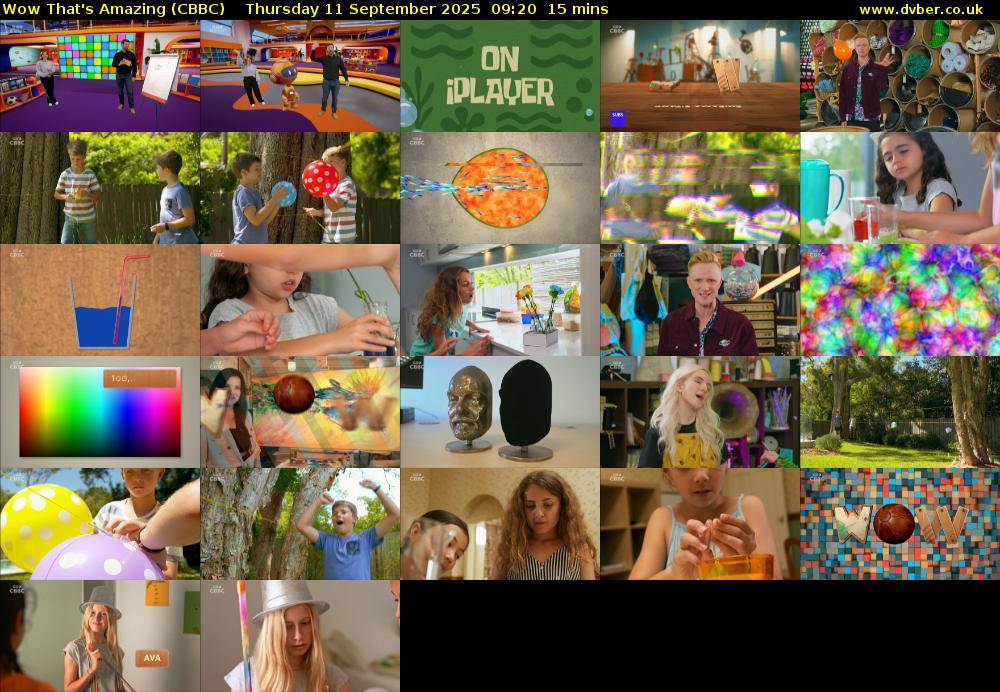 Wow That's Amazing (CBBC) Thursday 11 September 2025 09:20 - 09:35