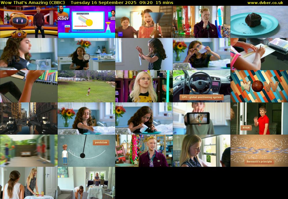 Wow That's Amazing (CBBC) Tuesday 16 September 2025 09:20 - 09:35