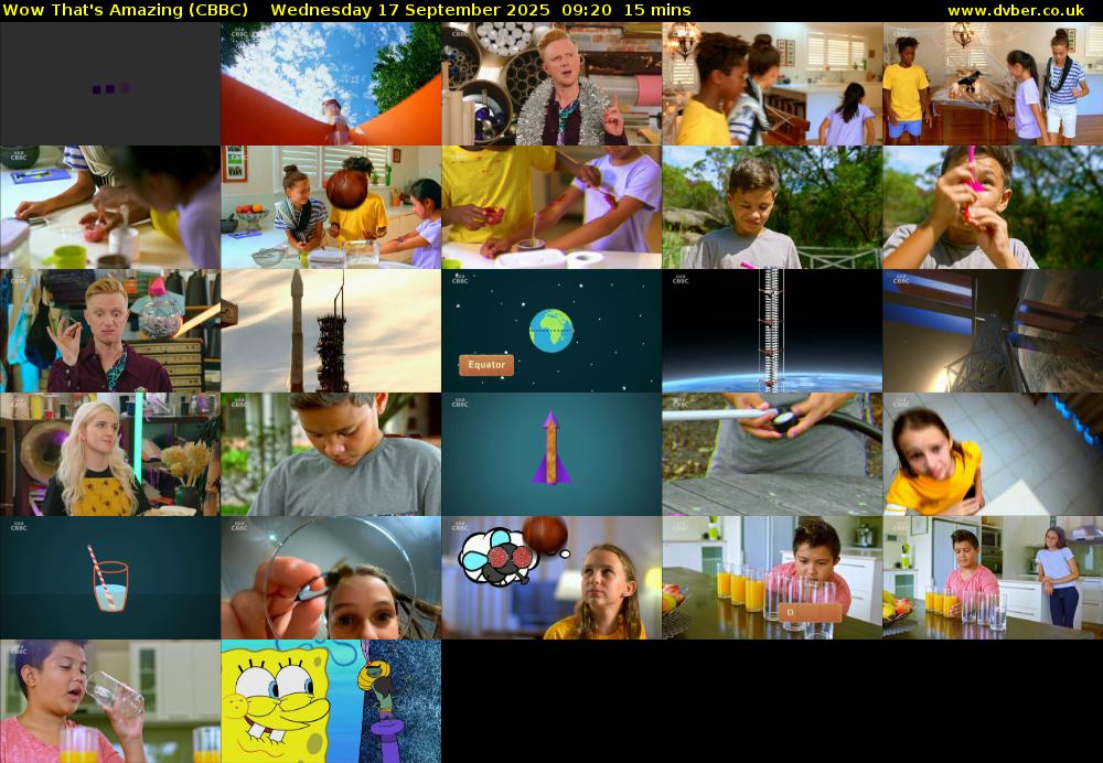 Wow That's Amazing (CBBC) Wednesday 17 September 2025 09:20 - 09:35