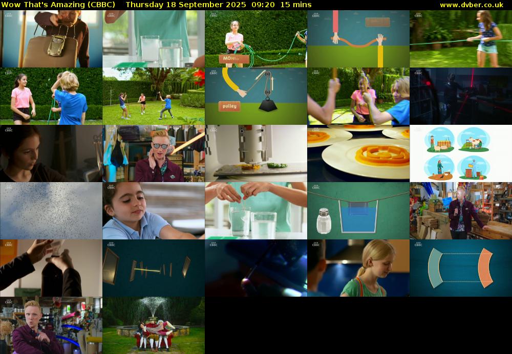 Wow That's Amazing (CBBC) Thursday 18 September 2025 09:20 - 09:35