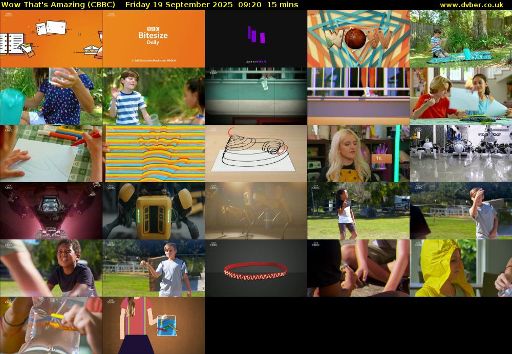 Wow That's Amazing (CBBC) Friday 19 September 2025 09:20 - 09:35