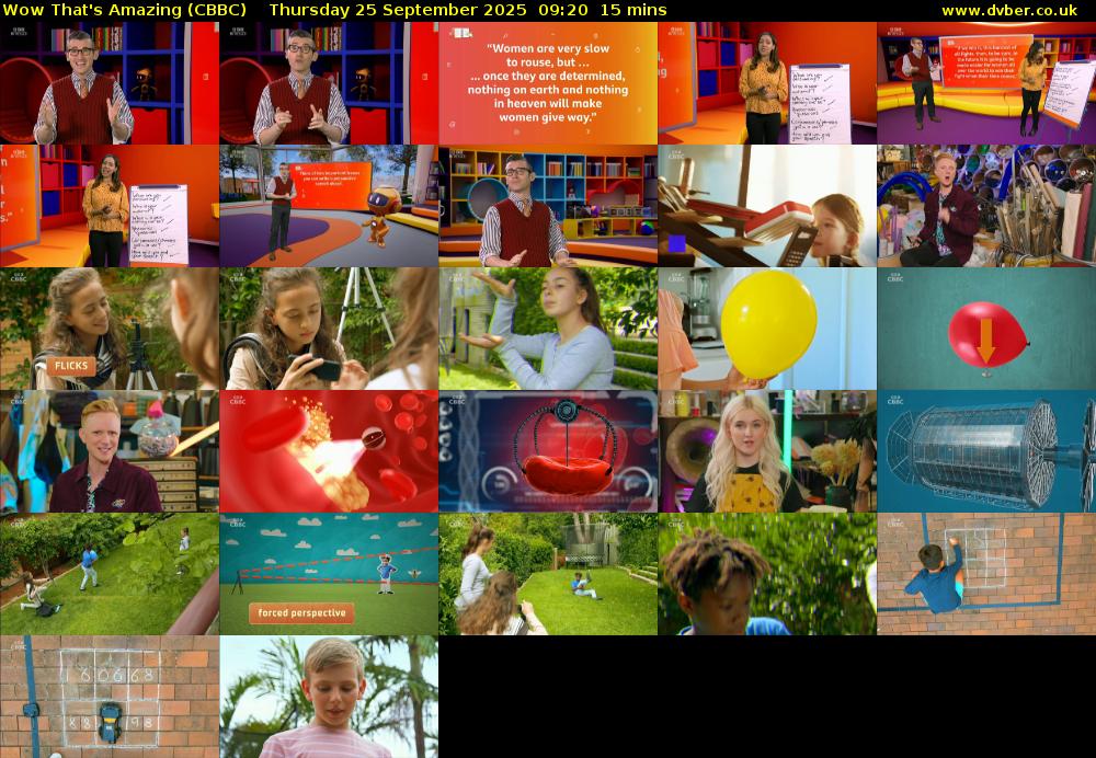 Wow That's Amazing (CBBC) Thursday 25 September 2025 09:20 - 09:35