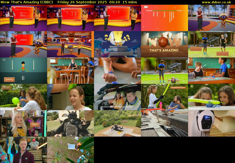 Wow That's Amazing (CBBC) Friday 26 September 2025 09:20 - 09:35