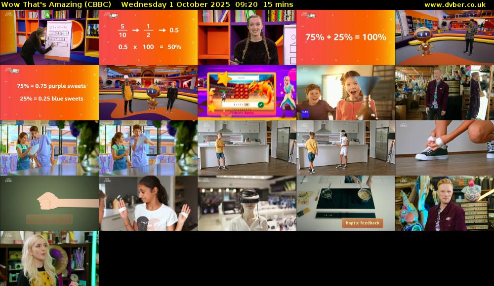 Wow That's Amazing (CBBC) Wednesday 1 October 2025 09:20 - 09:35