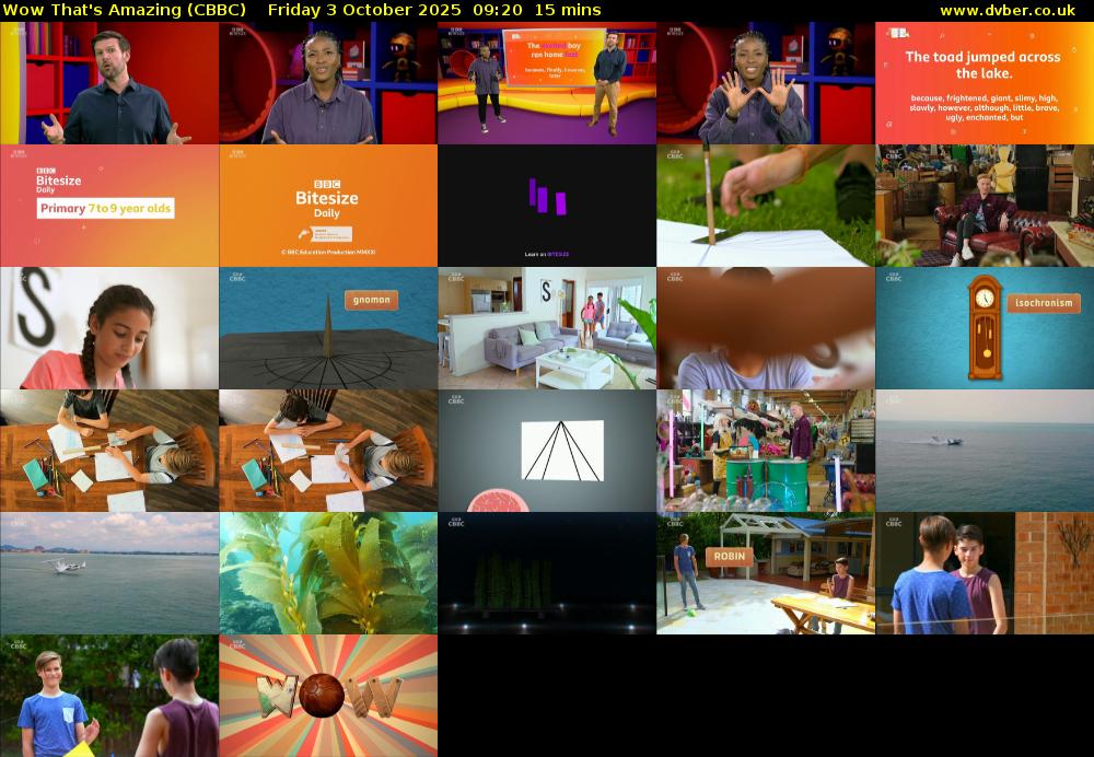 Wow That's Amazing (CBBC) Friday 3 October 2025 09:20 - 09:35