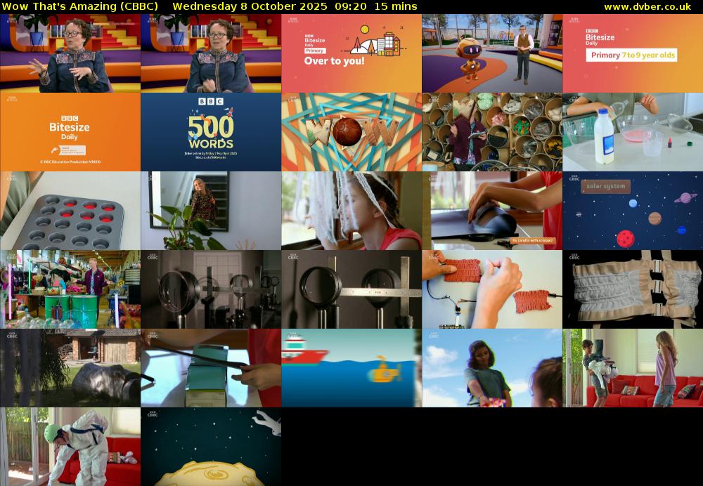 Wow That's Amazing (CBBC) Wednesday 8 October 2025 09:20 - 09:35