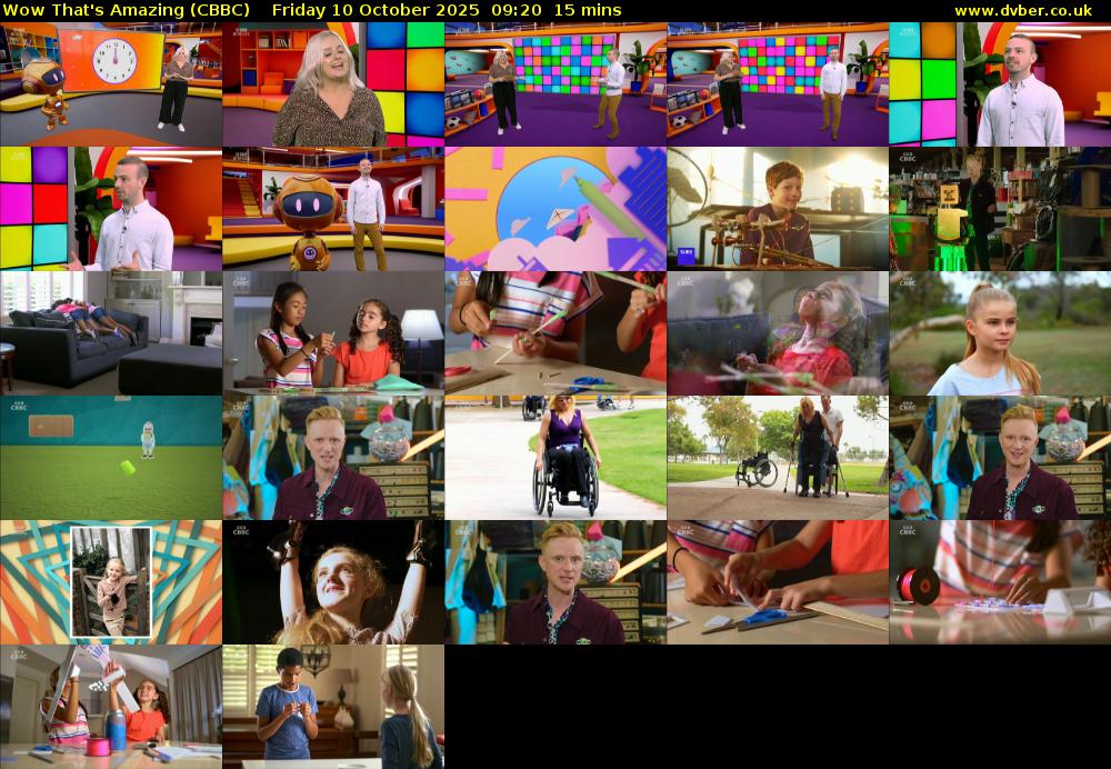 Wow That's Amazing (CBBC) Friday 10 October 2025 09:20 - 09:35