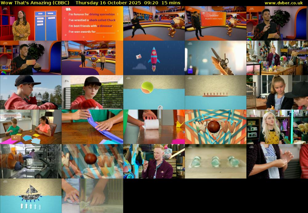 Wow That's Amazing (CBBC) Thursday 16 October 2025 09:20 - 09:35