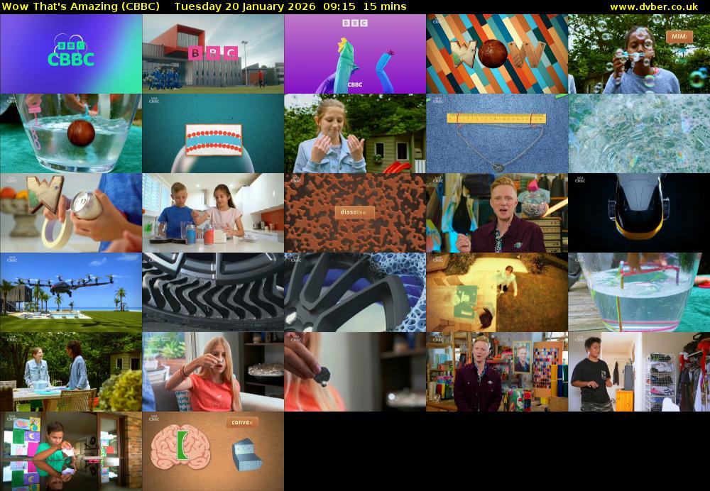 Wow That's Amazing (CBBC) Tuesday 20 January 2026 09:15 - 09:30