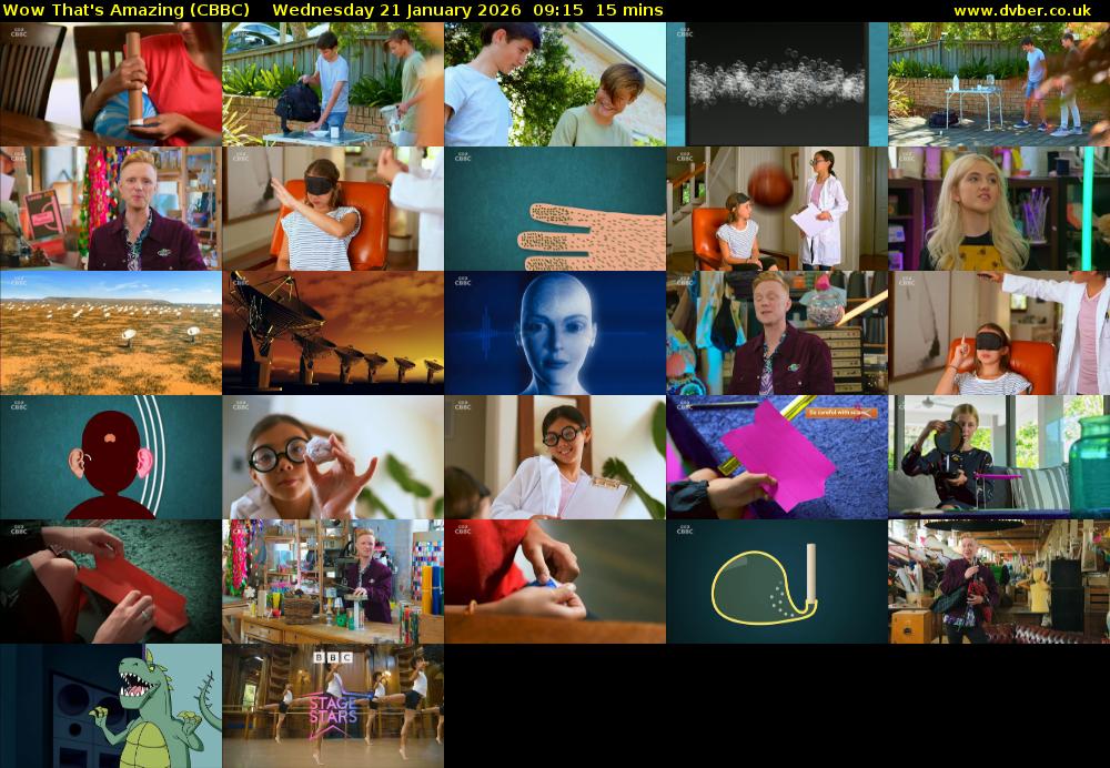 Wow That's Amazing (CBBC) Wednesday 21 January 2026 09:15 - 09:30