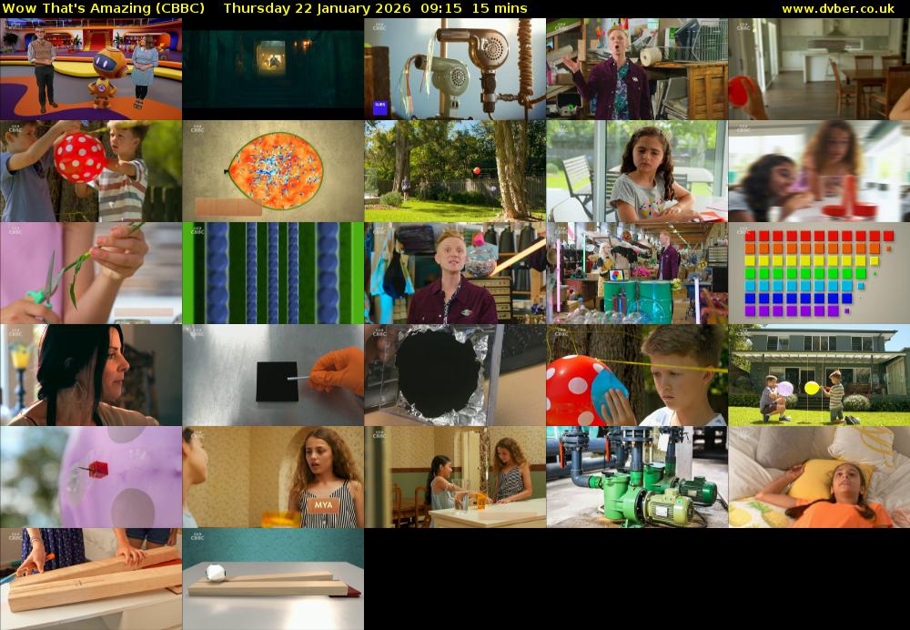 Wow That's Amazing (CBBC) Thursday 22 January 2026 09:15 - 09:30