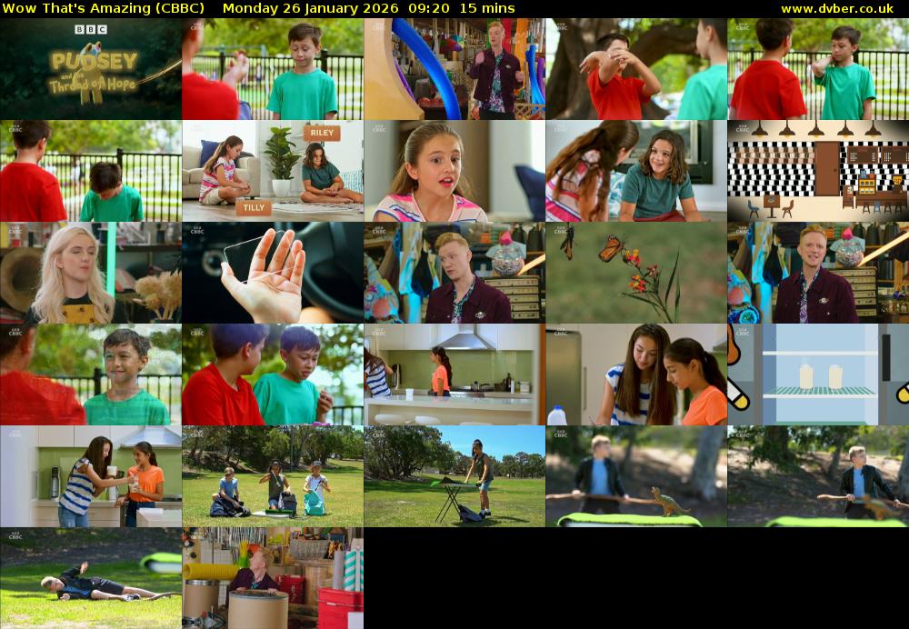Wow That's Amazing (CBBC) Monday 26 January 2026 09:20 - 09:35