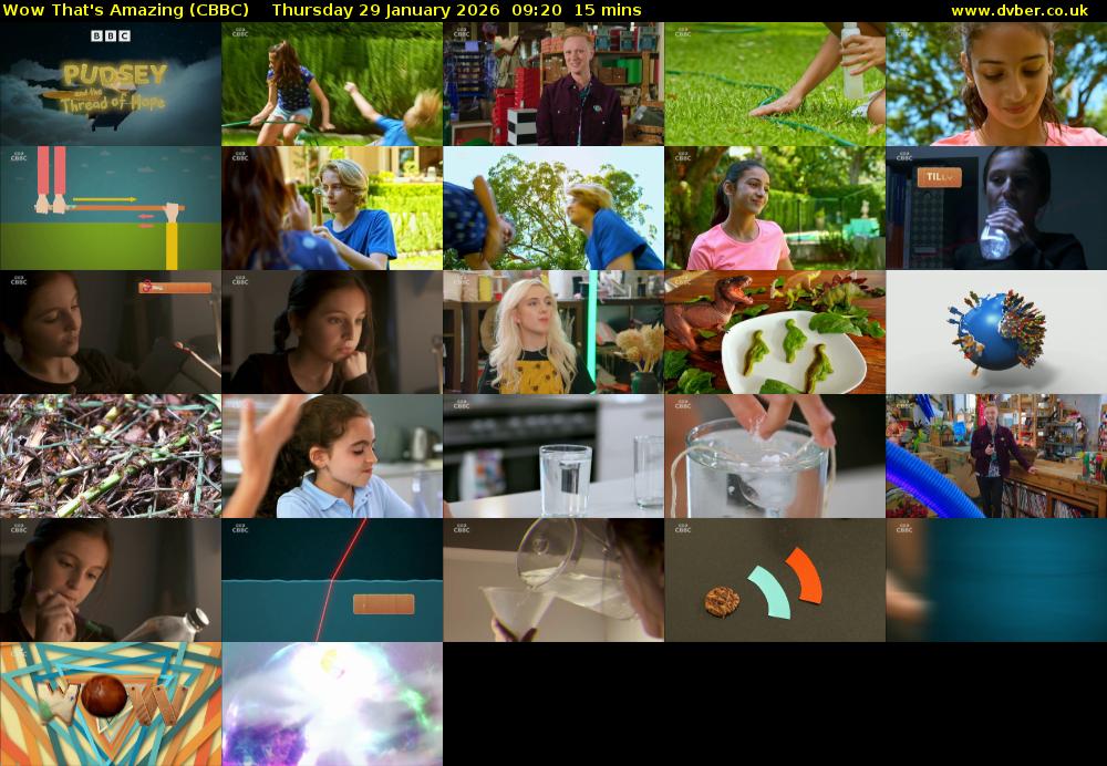 Wow That's Amazing (CBBC) Thursday 29 January 2026 09:20 - 09:35