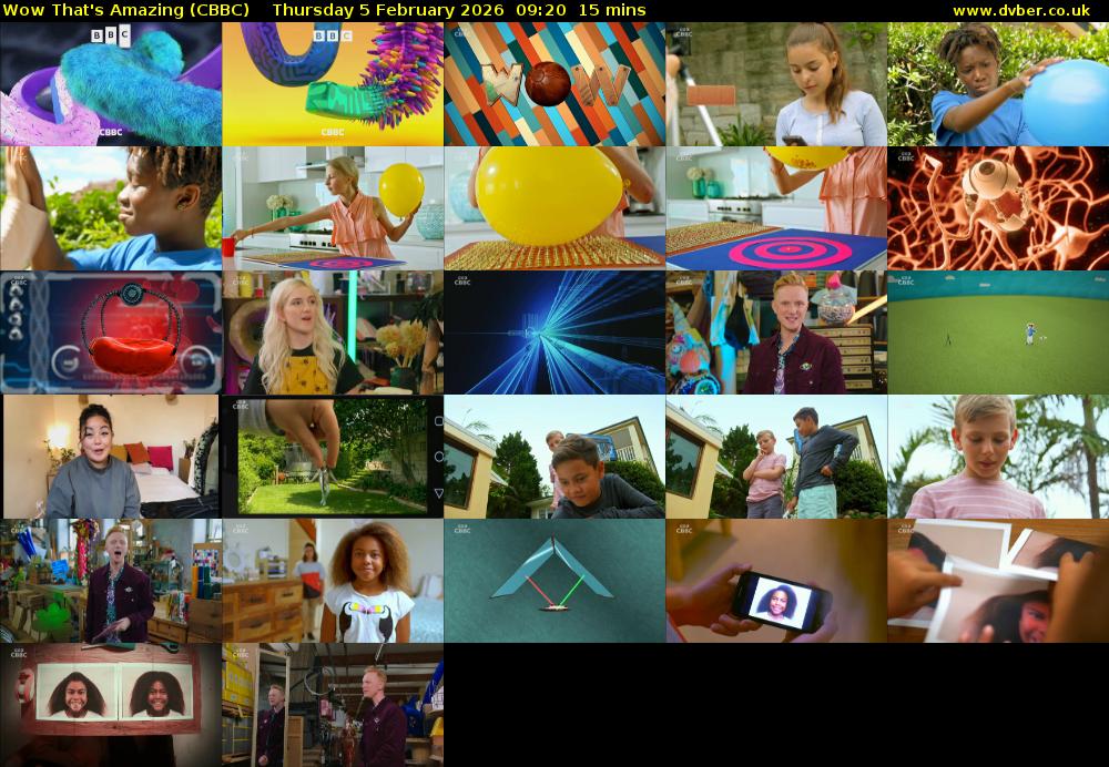 Wow That's Amazing (CBBC) Thursday 5 February 2026 09:20 - 09:35
