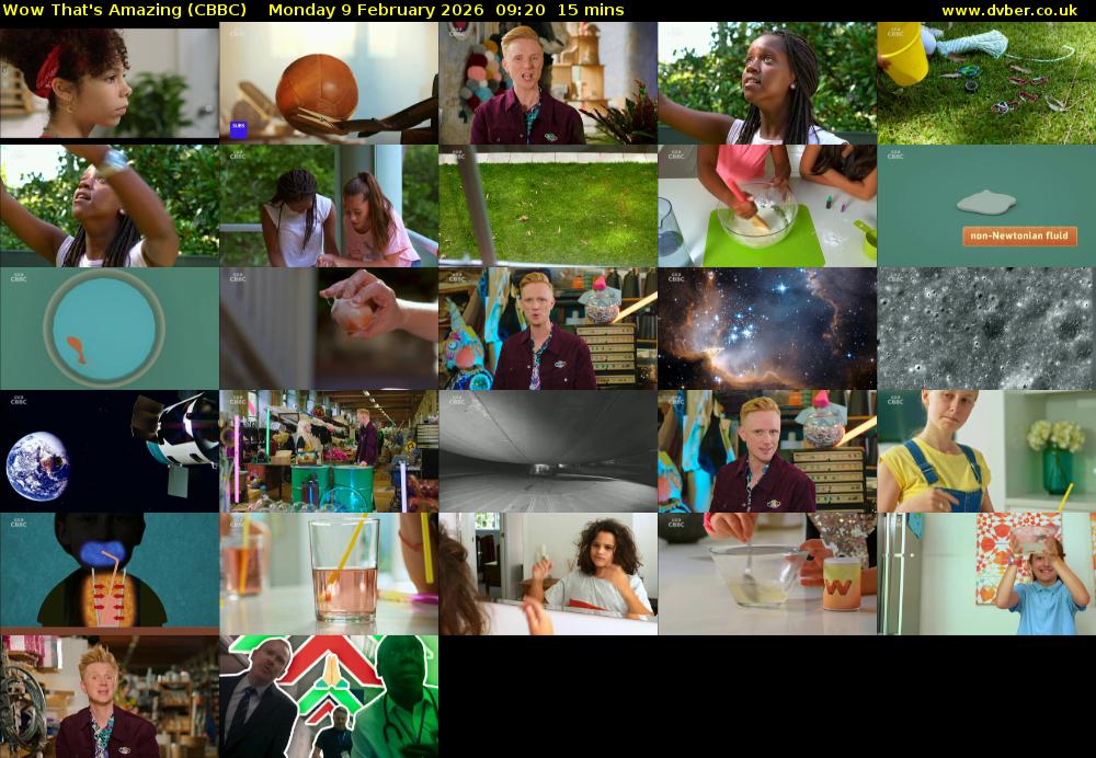 Wow That's Amazing (CBBC) Monday 9 February 2026 09:20 - 09:35