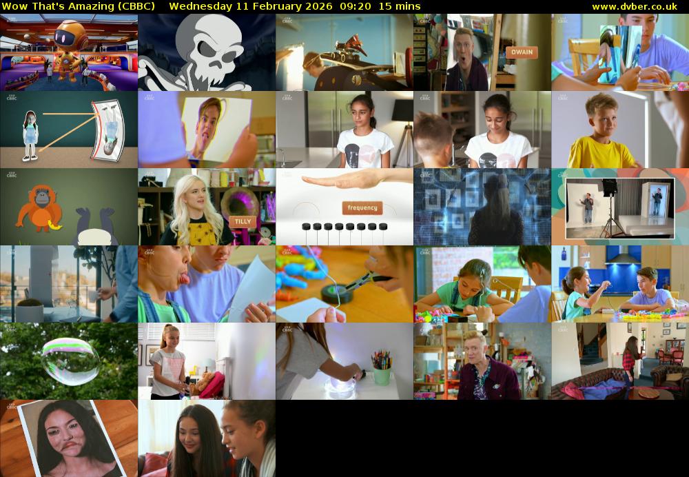 Wow That's Amazing (CBBC) Wednesday 11 February 2026 09:20 - 09:35