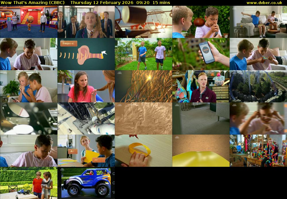 Wow That's Amazing (CBBC) Thursday 12 February 2026 09:20 - 09:35