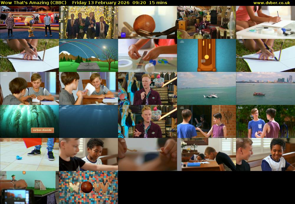 Wow That's Amazing (CBBC) Friday 13 February 2026 09:20 - 09:35